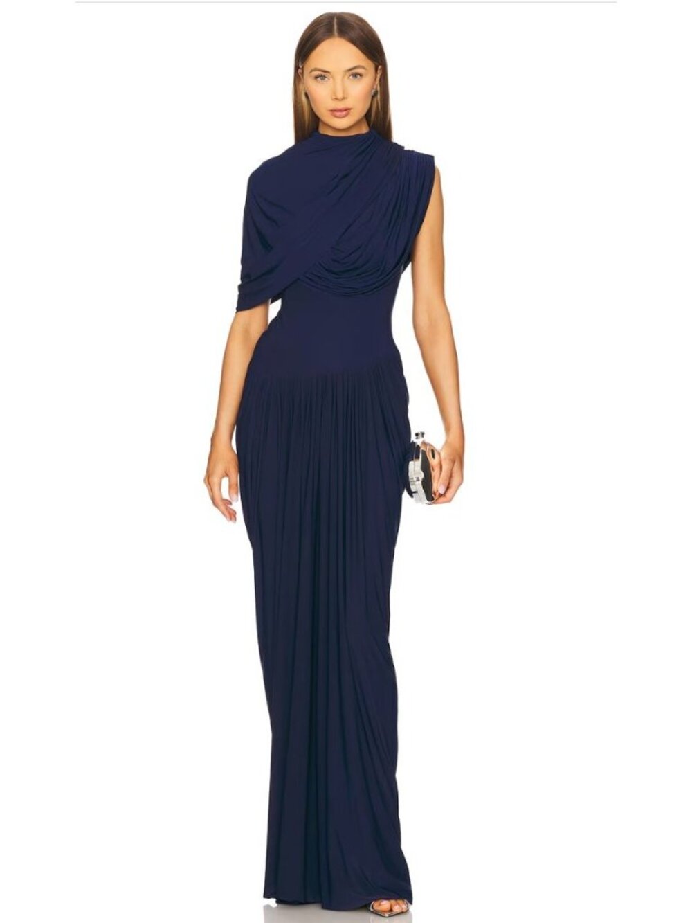 DEME By Gabriela NWT REVOLVE Bloom Draped Maxi Dress Size Small in Navy $435